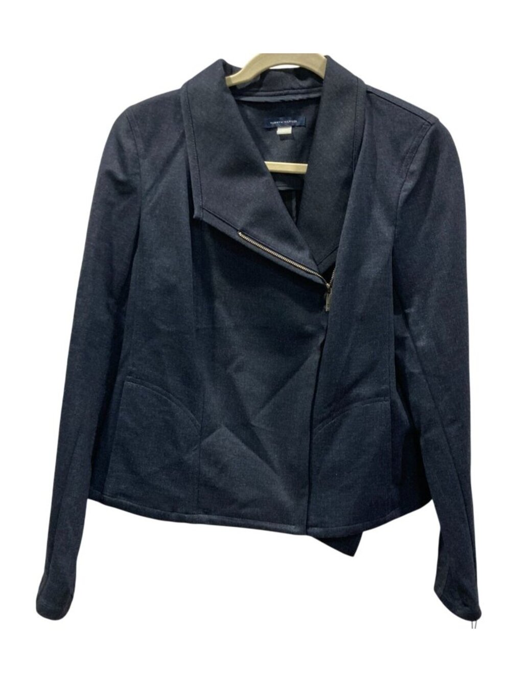 Vintage Y2K Tommy Hilfiger Asymmetrical Moto Jacket 12 Blue Bikercore Edgy Indie
